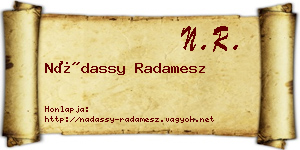 Nádassy Radamesz névjegykártya